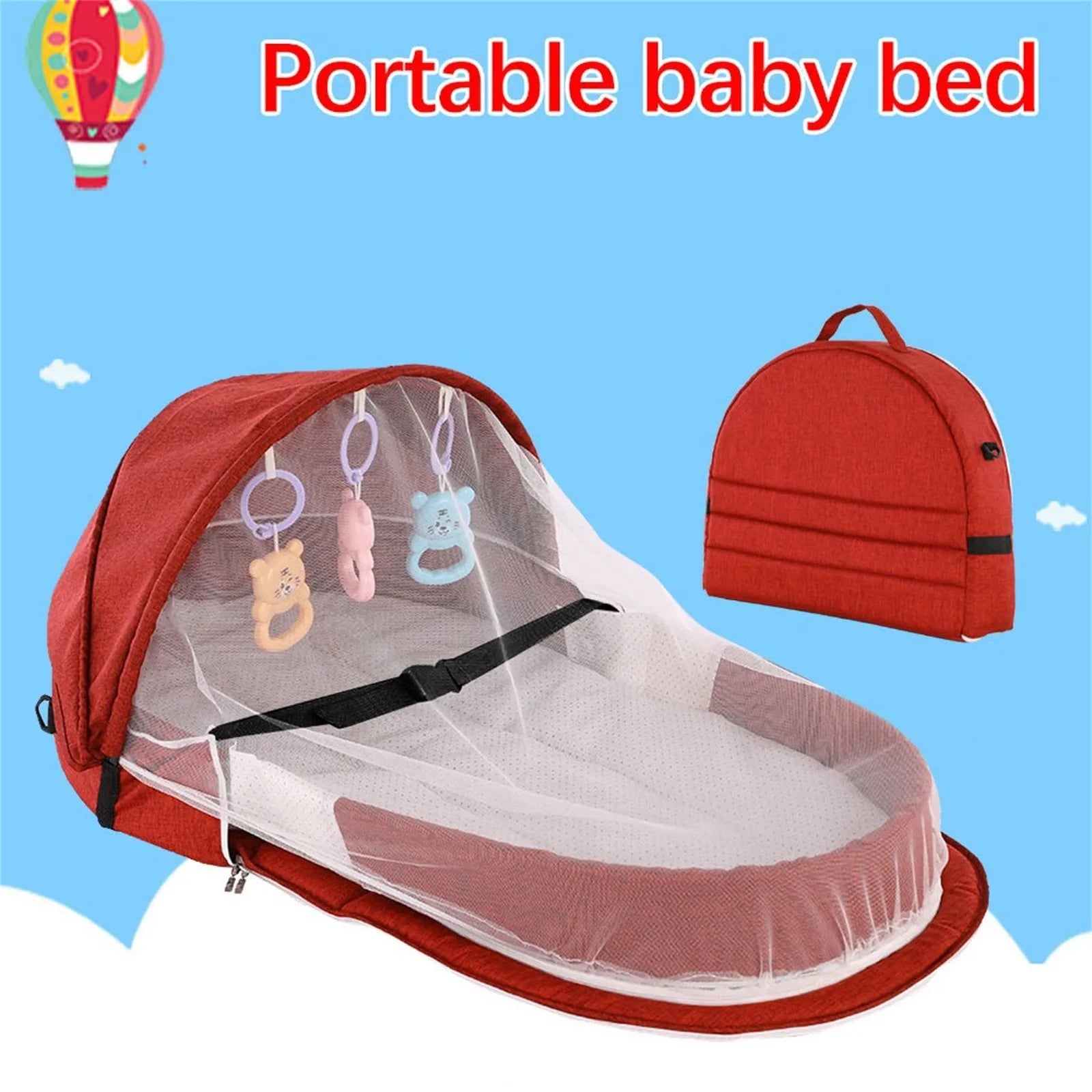 Baby Bed Folding Portable Baby Crib with Net and Awning Baby Nest Portable Baby Bed for Camping Infant Bed Bassinet for Baby