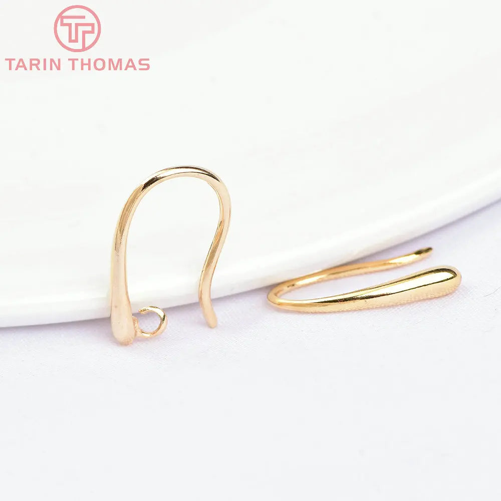 (1941) 20MM 24K Gold Color Plated Carved Earring Hook Jewerly Making Diy Jewelry Findings Accessories
