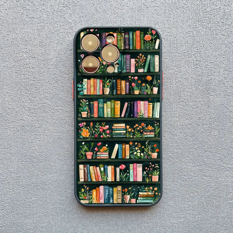 Bookshelf Small Flower Pot Mobile Phone Case For iPhone 16 15 11 12 14 13 Pro Max Mini X XSMax XR 7 8 Plus SE4 16e Silica Covers