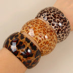 Sexy Leopard Print Resin Cuff Bangles Exaggerated Design Resin Material Leopard Print Bracelets Couple Style Wide Open