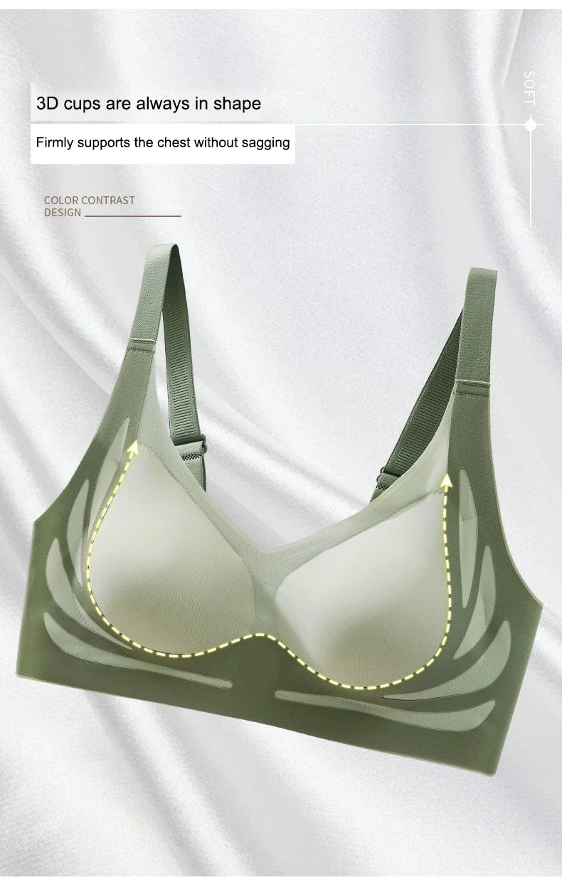 Plus Size Super Gather Push Up Bras Women Soft Support Seamless Underwear Female Full Cup Lift-Up Bras Wireless Soft Sleepwear