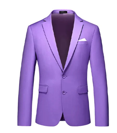 New Men Pure Color Formal Business Social Office Suit Slim Fit Jacket Male Wedding Dance Party Tuxedo Dress Simple Blazers Homme