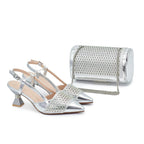 Shoe and Bags for Women Nigeria Party Women Nigerian Italian Shoes and Bags Set with Rhinestone Elegant Woman Heeled Pumps