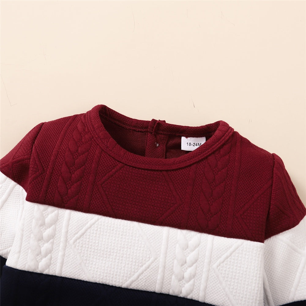 1-6 Years Kids Boy Clothes Set Long Sleeves Color Blocking Sweater + Pants 2PCS Autumn&Winter Children Boy Sport Fashion Outfit