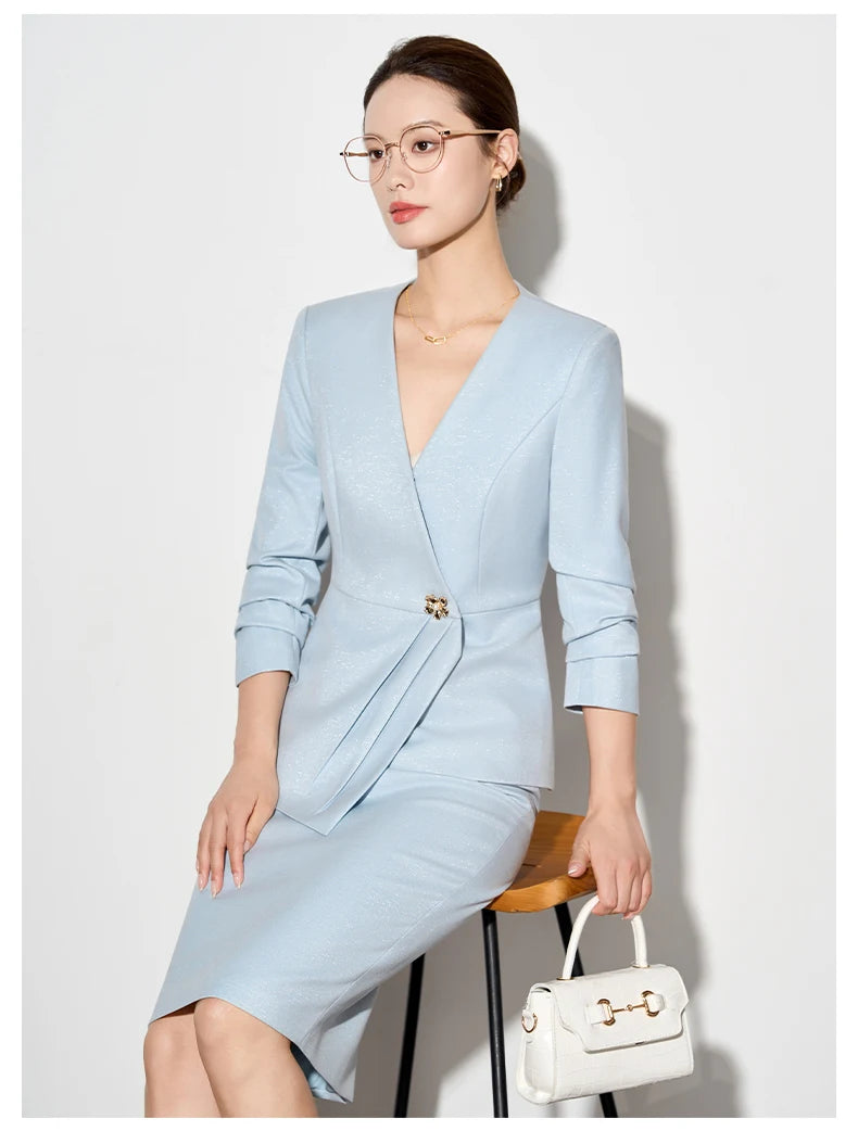 ZJYT Autumn 2025 Women Blazer Skirt Suit 2 Pieces Matching Sets Korean Fashion Office Lady Outfit Business Commuter Work Wear
