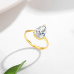 Real Gold 14K 2 Carat Pear Cut Moissanite Rings for Woman AU585 Gold Engagement Finger Jewelry Promise Ring Wedding Gift
