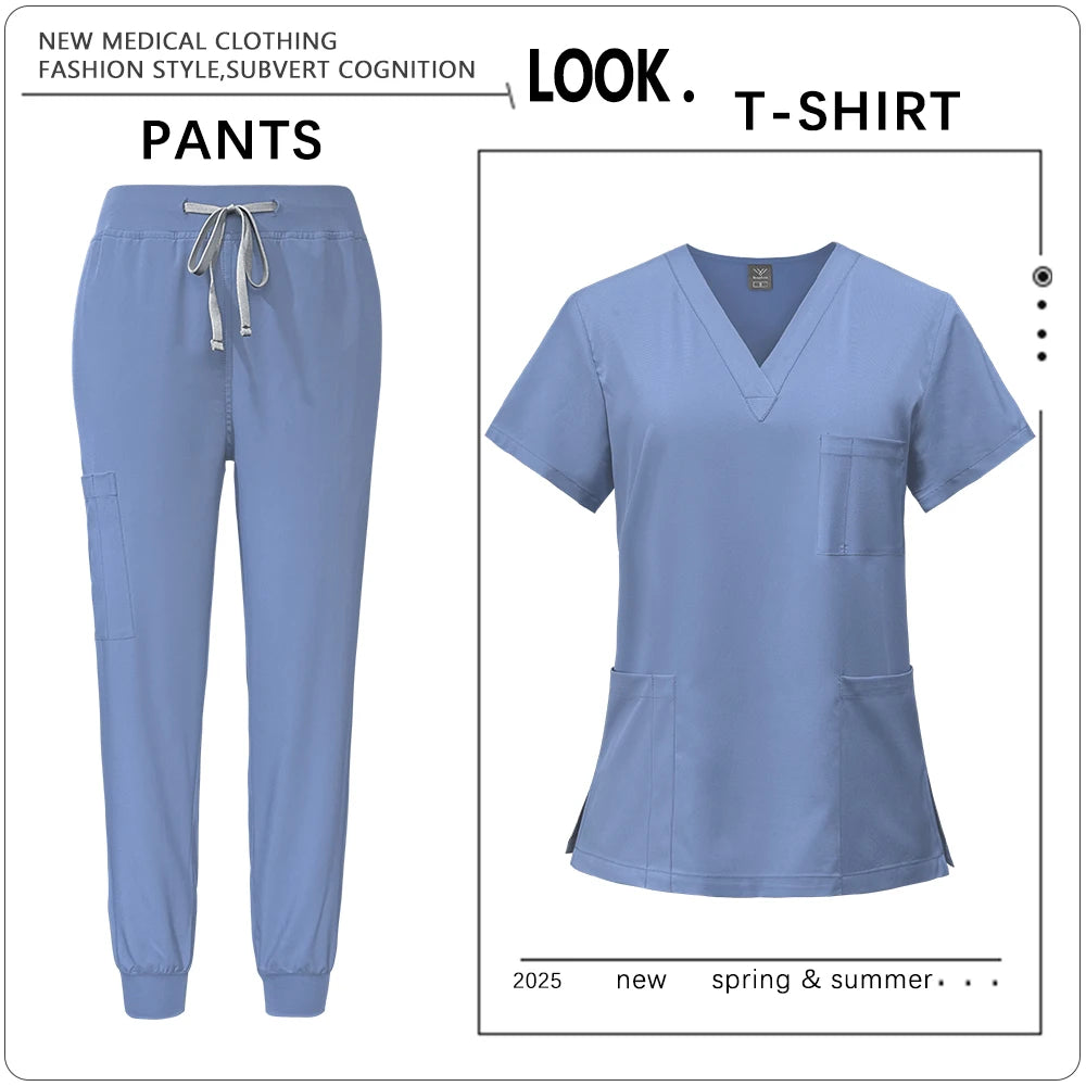 Hot Sale Clinic Workwear Unisex Medical Nurse Scrub Sy Salon Costume Doctor Nursing Top Pants