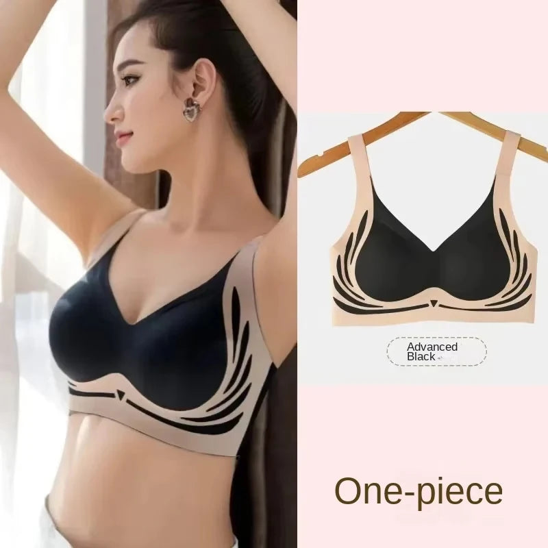 Plus Size Super Gather Push Up Bras Women Soft Support Seamless Underwear Female Full Cup Lift-Up Bras Wireless Soft Sleepwear
