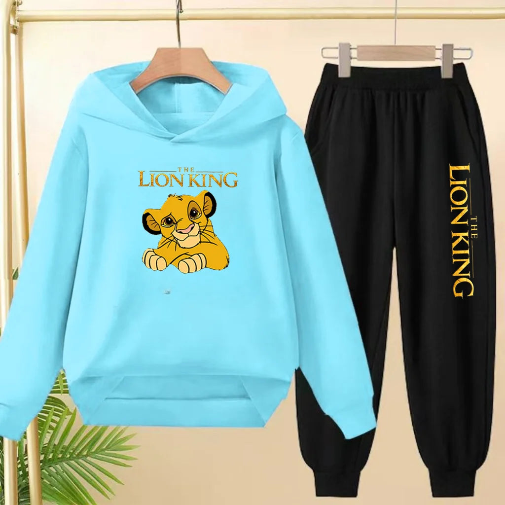Kids Hoodie Girls Boys Clothing Lion Simba Hoodies Autumn Winter Top+Pants Aged 3 to 14 Children's Suit Tracksuit Sportwear Sets
