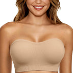 Push Up Strapless Bras For Women Supportive Bandeau Bra Non Slip No Underwire Padded Tube Tops Comfort Soft Wireless Daily Bras