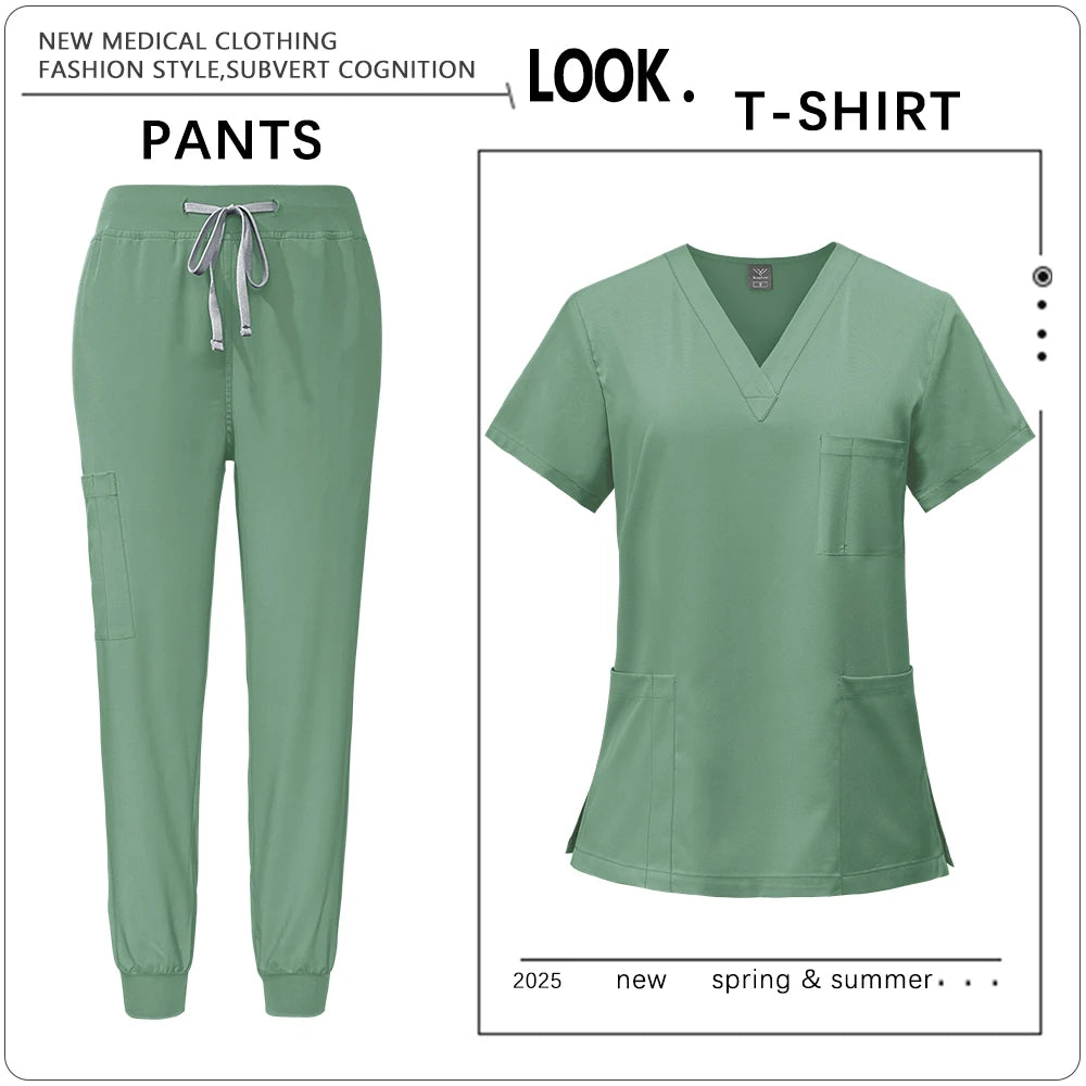Hot Sale Clinic Workwear Unisex Medical Nurse Scrub Sy Salon Costume Doctor Nursing Top Pants
