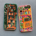 Bookshelf Small Flower Pot Mobile Phone Case For iPhone 16 15 11 12 14 13 Pro Max Mini X XSMax XR 7 8 Plus SE4 16e Silica Covers