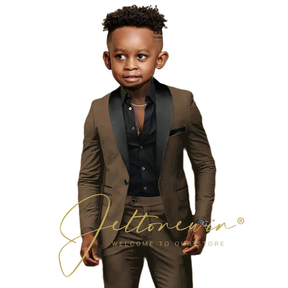 White Boys Suits 2 Pieces Wedding Formal Party Tuxedo Child Shawl Lapel Kids Dress Jacket Pants Slim Fit Blazer Sets