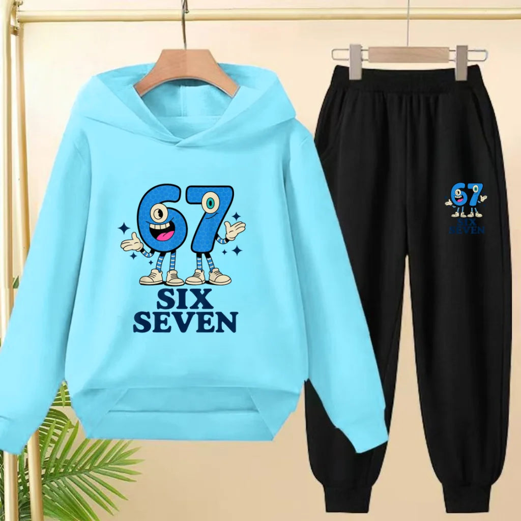 Kids Leisure Clothes Boy Girls Spring Hoodie 67 six seven Print Graphic Children Clothing 3 To 12 Age Comfortable Sportswear Set