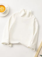 1pcs Children T-Shirt Cute Cartoon Solid Top Baby Korean Clothing Kids Half High Collar Long Sleeve Base Shirt Girls Boys Tshirt