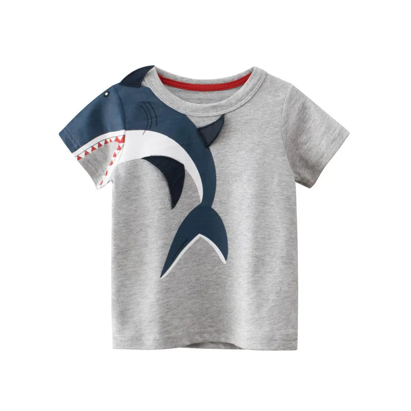2-8T Toddler Kid Baby Boys Clothes Summer Cotton Top Infant Short Sleeve T Shirt Fashion Cute Tee Boys Tshrit Outfits