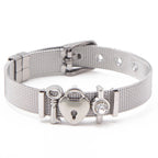 Fashion Stainless Steel For Woman Men Bracelet Mesh Bracelet Set Crystal Heart Anchor Charm Fine Bracelet Bangle Female Lover