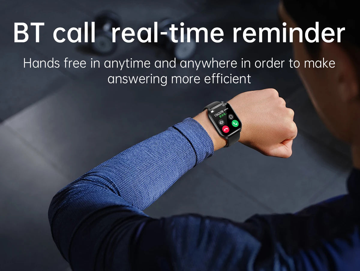 Smart Watch Hebrew Language 1.85inch Full Touch Screen Make/Answer Phone Calls Notification Reminder Smartwatch For Android IOS