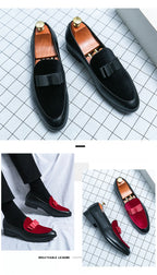 Fashion Wedding Shoes For Men Dress Casual Business Leather Shoes Male Classic Formal Bow Office Social Party Shoes Man Loafers