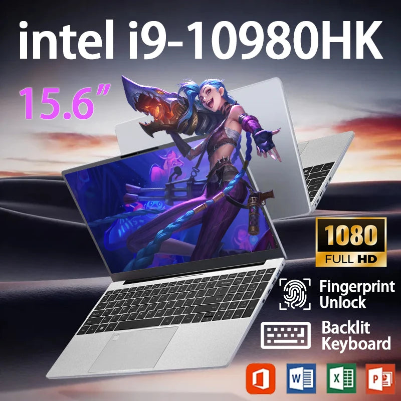 2026 Laptop Windows 11 Intel Core i9 10980HK 15.6 inch Gaming Laptops Portable Computer Backlit keyboard 16GB RAM 1TB SSD Pc