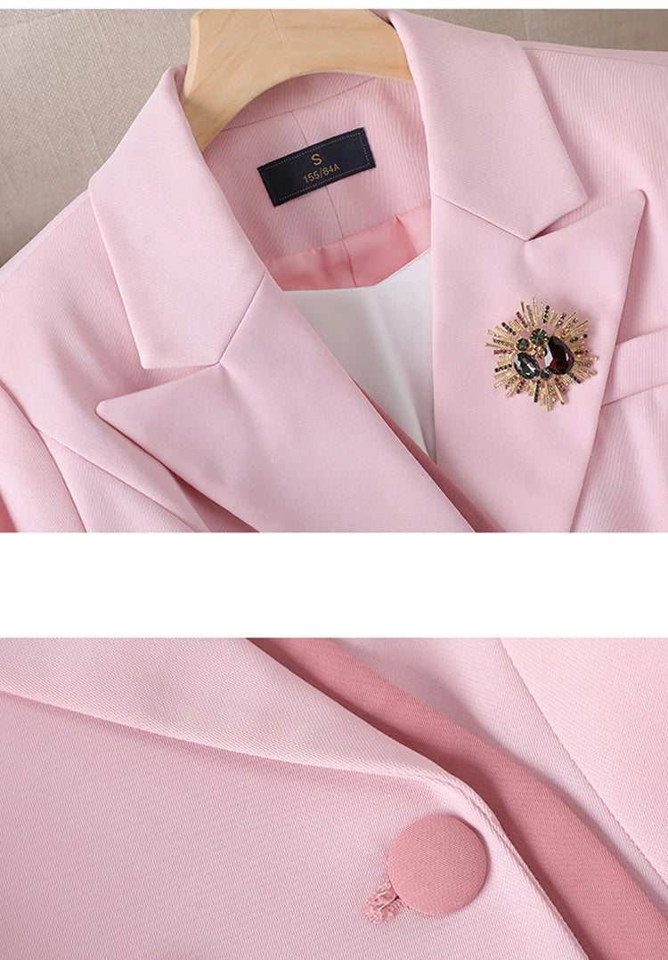 Women's Winter Retro Casual Irregular Suit Jacket Half Skirt Set Commuting Solid Double Breasted Suit Half Skirt Two-piece Set