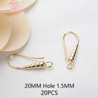 (1941) 20MM 24K Gold Color Plated Carved Earring Hook Jewerly Making Diy Jewelry Findings Accessories