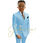 Boys Suit Fashion Wedding Tuxedos 2-piece Set Pointed Collar Jacket Double Breasted Blazer Pants for Party