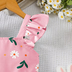 Girls' summer style small fly sleeve plant print dress