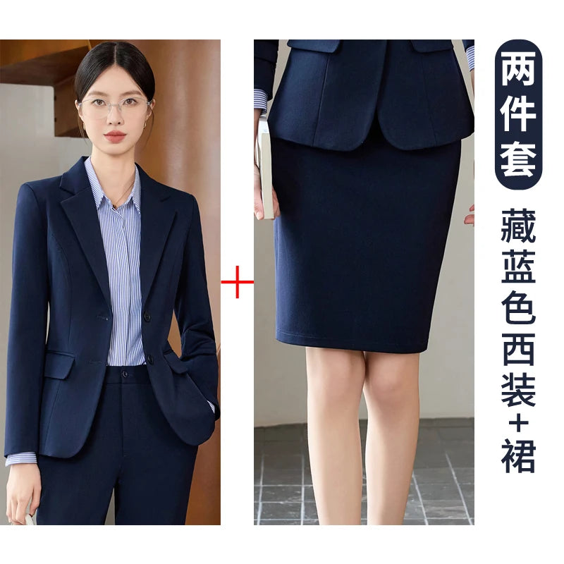 AIyssa Fashionable professional women's clothing, high-quality two-piece suit jacket + skirt. Sophisticated and elegant