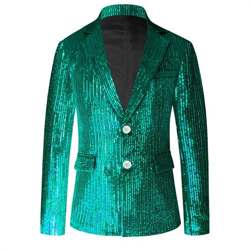 Bright Red Men Luxury Small Sequin Suit Jacket, Black / Green Fashion Male Wedding Dance Party Bar KTV  Blazers Coat.