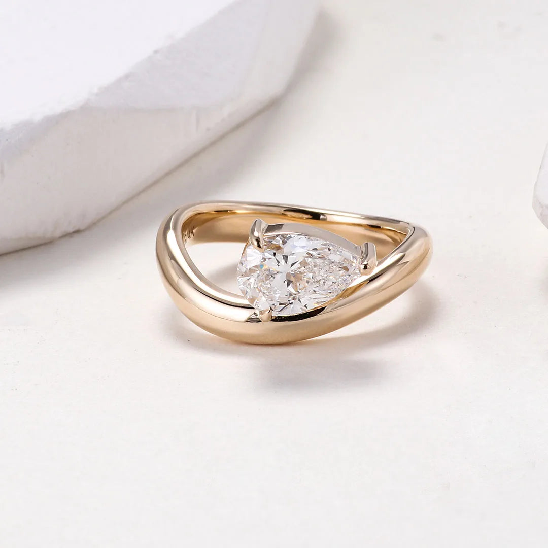 Provence 14K 18K yellow gold 1 carat E color VS1 Pear lab grown diamond ring for women wedding band Customized Engagement Rings