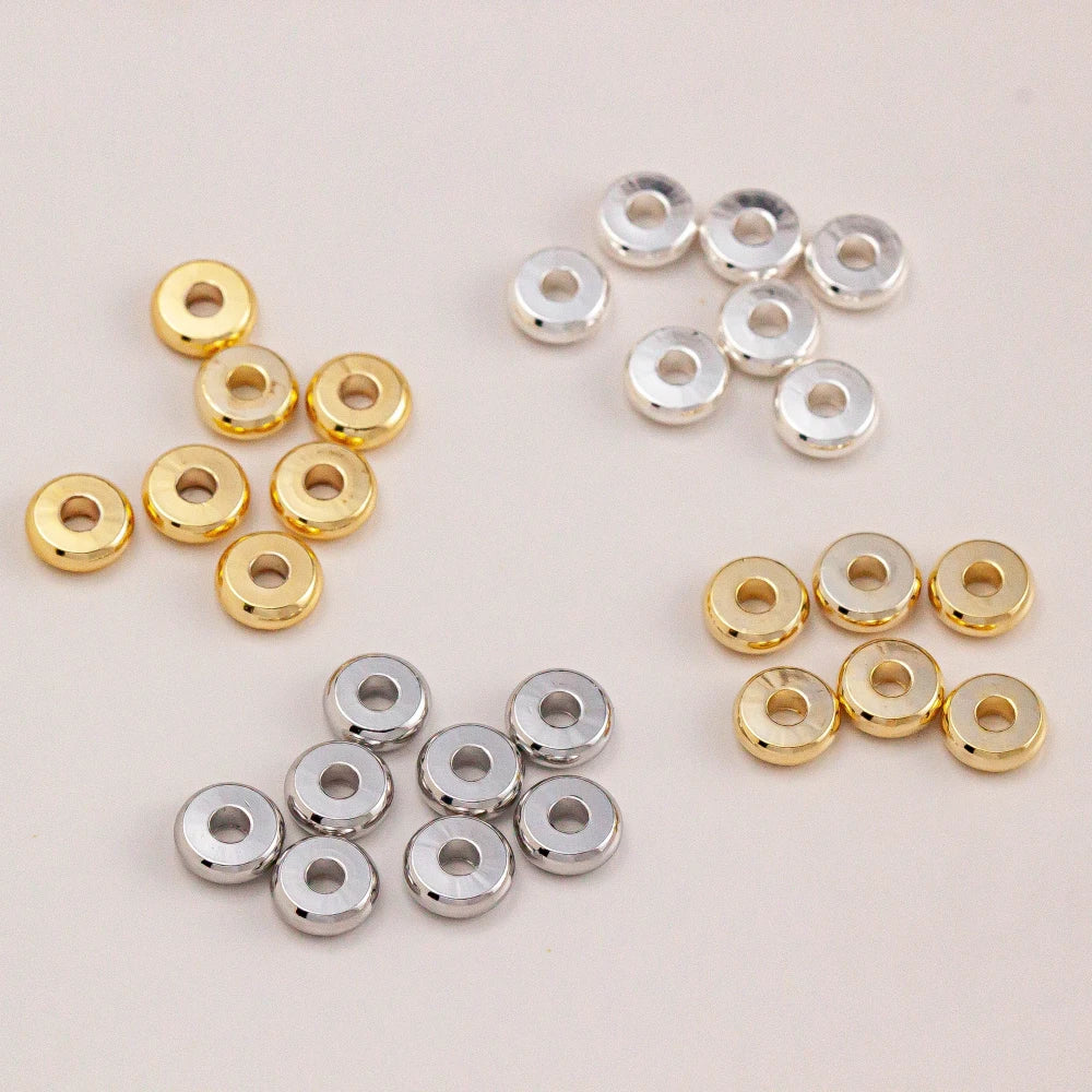 Round Ring Beads 14K Gold Color Plated Pendant Necklace Bracelet Earring Accessories DIY Handmade Jewelry Components 20pcs