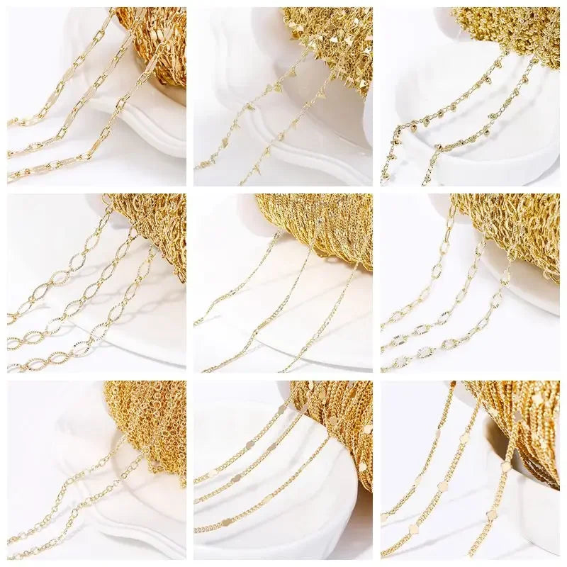 1.5mm/2mm Thin Chains 14K/18K Gold Plated O Chain For Bracelet Necklace Making Accessories DIY Jewelry Making Findings Wholesale