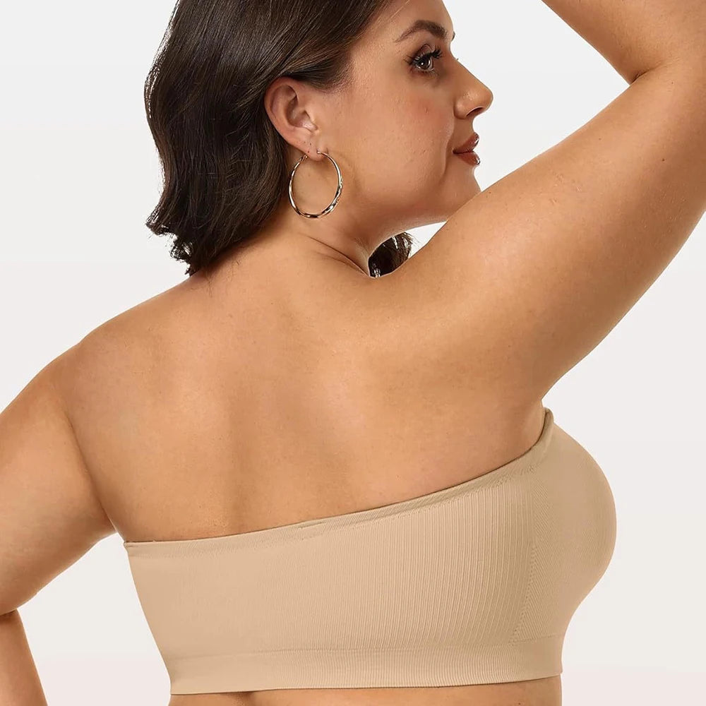 Push Up Strapless Bras For Women Supportive Bandeau Bra Non Slip No Underwire Padded Tube Tops Comfort Soft Wireless Daily Bras