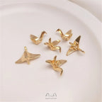14K Gold Color Preservation Plated Real Gold Paper Crane Pendant Single-hole Pendant Handmade Diy Jewelry Earrings Charms