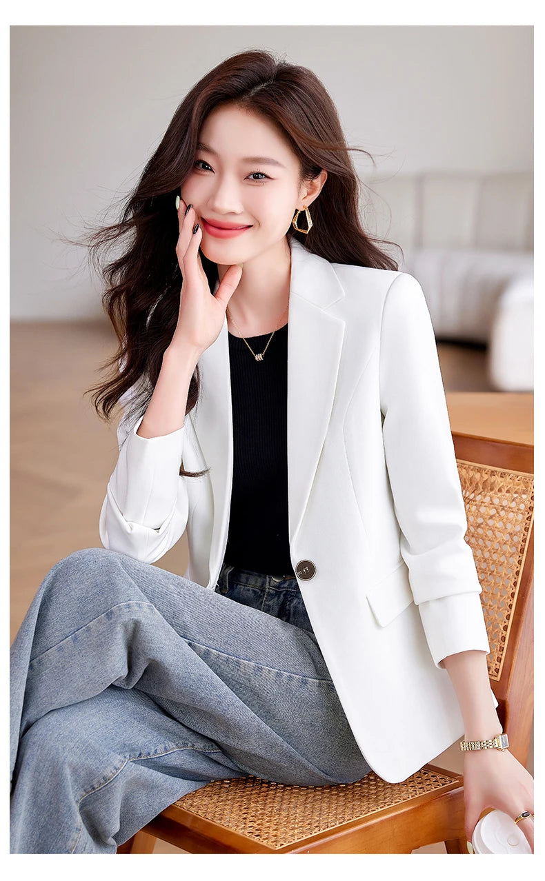Bright Red Women's Suit Jacket, Stylish Fitted Coat, Black Asian-sized Young Girl Blazers. New 2026