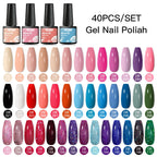 Mtssii 20/40/60Pcs Nail Gel Polish Set Kit Nude Pink Glitter Nail Art UV Gel Manicure Set Vernis Semi Permanent Base Top Coat