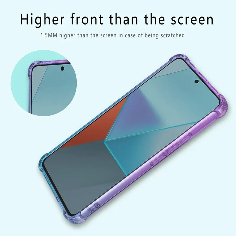 Gradient TPU Case for Xiaomi Redmi Note 14 13 Pro Plus Note 12 12S 11 11S 10 10S Protective Shockproof Cover Fundas Coque Capa