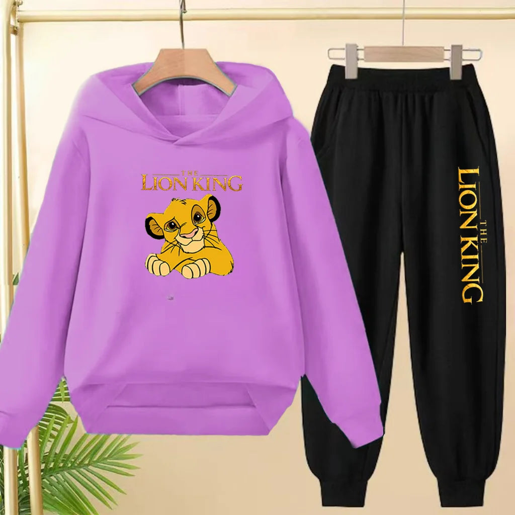 Kids Hoodie Girls Boys Clothing Lion Simba Hoodies Autumn Winter Top+Pants Aged 3 to 14 Children's Suit Tracksuit Sportwear Sets