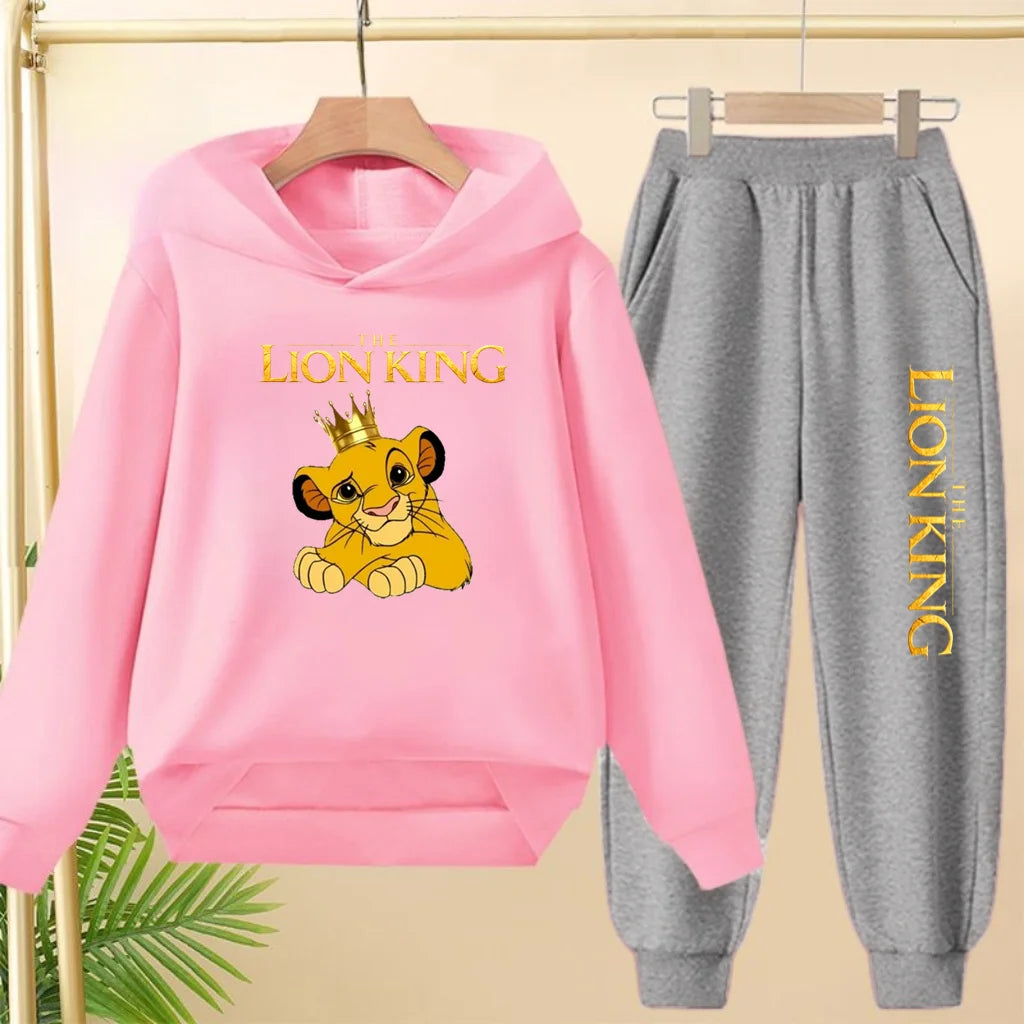 Kids Hoodie Girls Boys Clothing Lion Simba Hoodies Autumn Winter Top+Pants Aged 3 to 14 Children's Suit Tracksuit Sportwear Sets