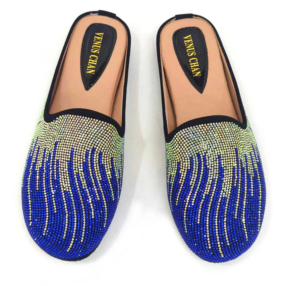 Venus Chan Elegant Flat Shoes for Woman Fashion Comfortable Party Slippers 2024 Latest Design Nigeria Gold Color Half Shoes