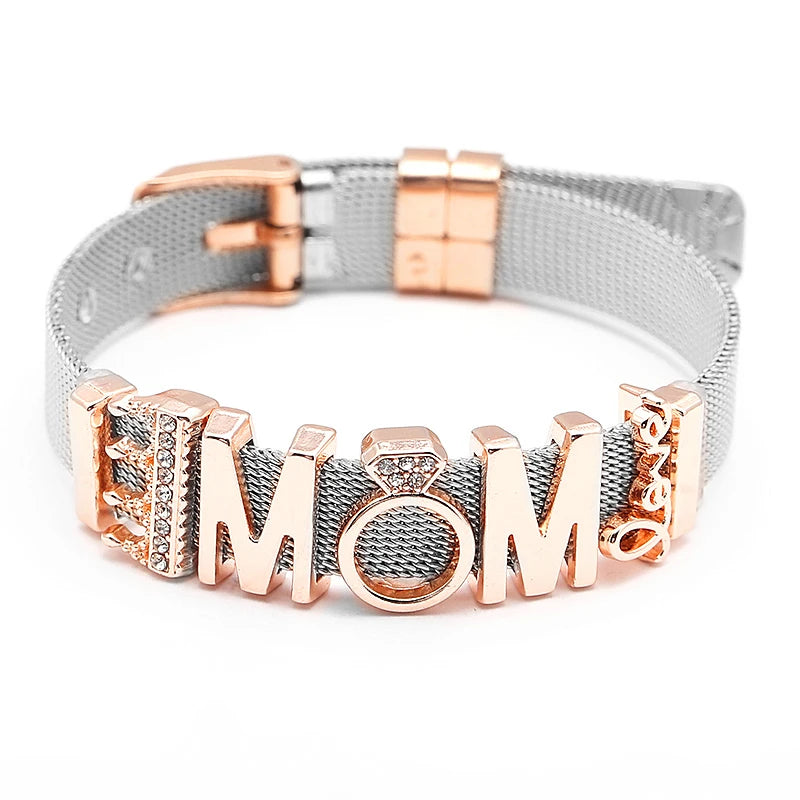 Fashion Stainless Steel For Woman Men Bracelet Mesh Bracelet Set Crystal Heart Anchor Charm Fine Bracelet Bangle Female Lover