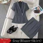Summer Fabric Professional Women Business Suit with Pants and Jackets Coat Pantsuits Blazers Ladies Work Wear Trousers Set