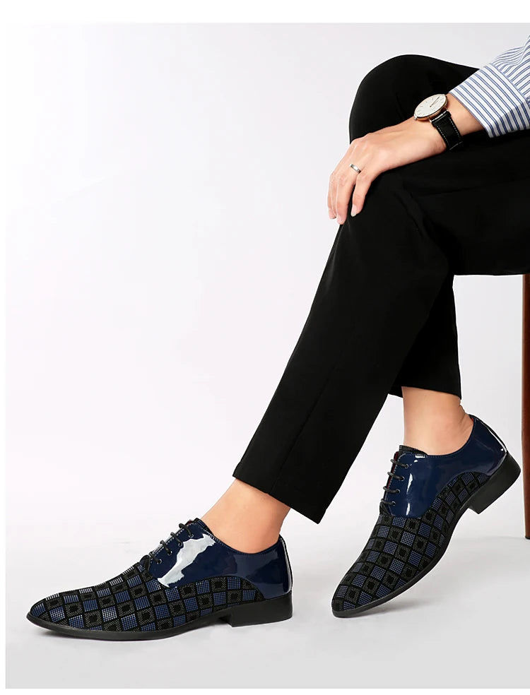 Elegant Red Men's Casual Leather Shoes Pointed-Toe Lace-up Men's Dress Shoes Comfortable Formal Shoes zapatos de vestir hombre