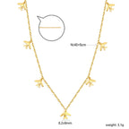 LUXUKISSKIDS Trendy Korean 5 Stars Charms Clavicle Choker Steel Fairy Woman Eight-Pointed Star with Shiny Zirconia Neck Collier