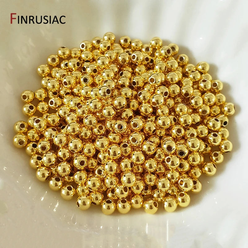 14k/18k real gold plated Round 2/2.5/3/4/5/6mm Spacer Beads For Jewelry making Beads Accessories Findings Wholesale