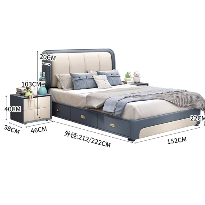 Upholstered Bedroom Bed Cute Aesthetic Children Single Bed Nightstands French Frame Muebles Para El Hogar Home Accessories
