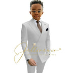 Boys Suit Fashion Wedding Tuxedos 2-piece Set Pointed Collar Jacket Double Breasted Blazer Pants for Party