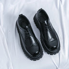Fashion Patent Leather Men's Formal Shoes Comfortable Platform Luxury Genuine Leather New Elegant Man Wedding Social Derby Shoes