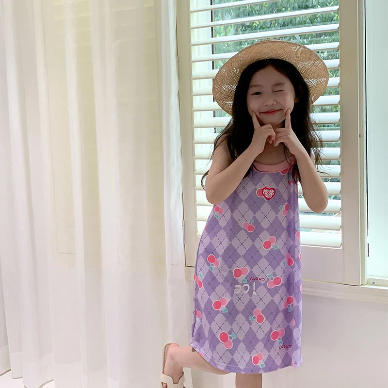 Girls Dress for Teens 11 12 to 13 Years Blue Floral Dress Summer Kids Clothes Casual Sleeveless Children's Dresses 140 150 160cm